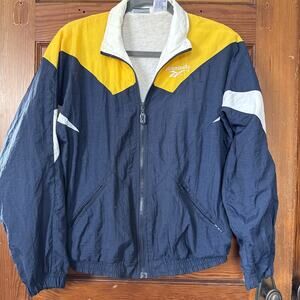 VTG Reebok Retro Colorblock Windbreaker Jacket Blue Yellow White Full Zip Men S